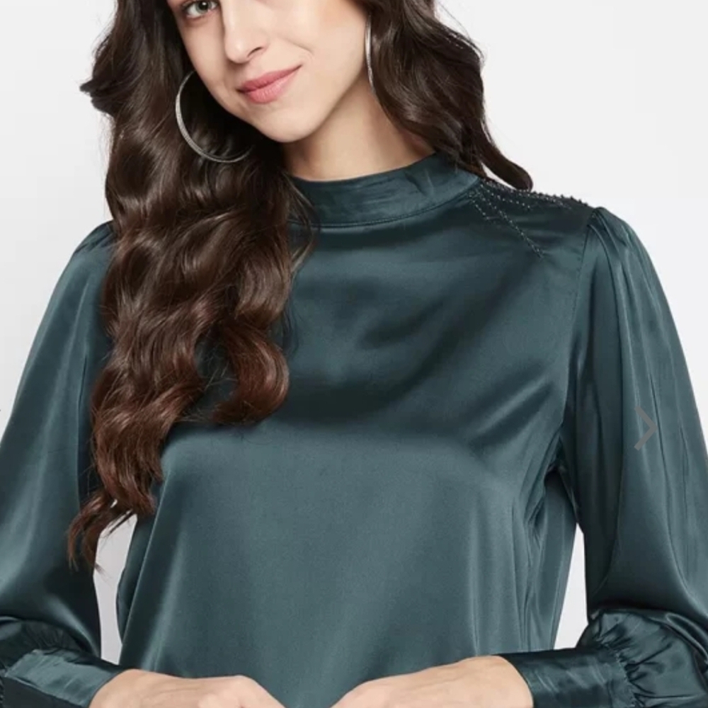 Elegant Satin Teal Blouse